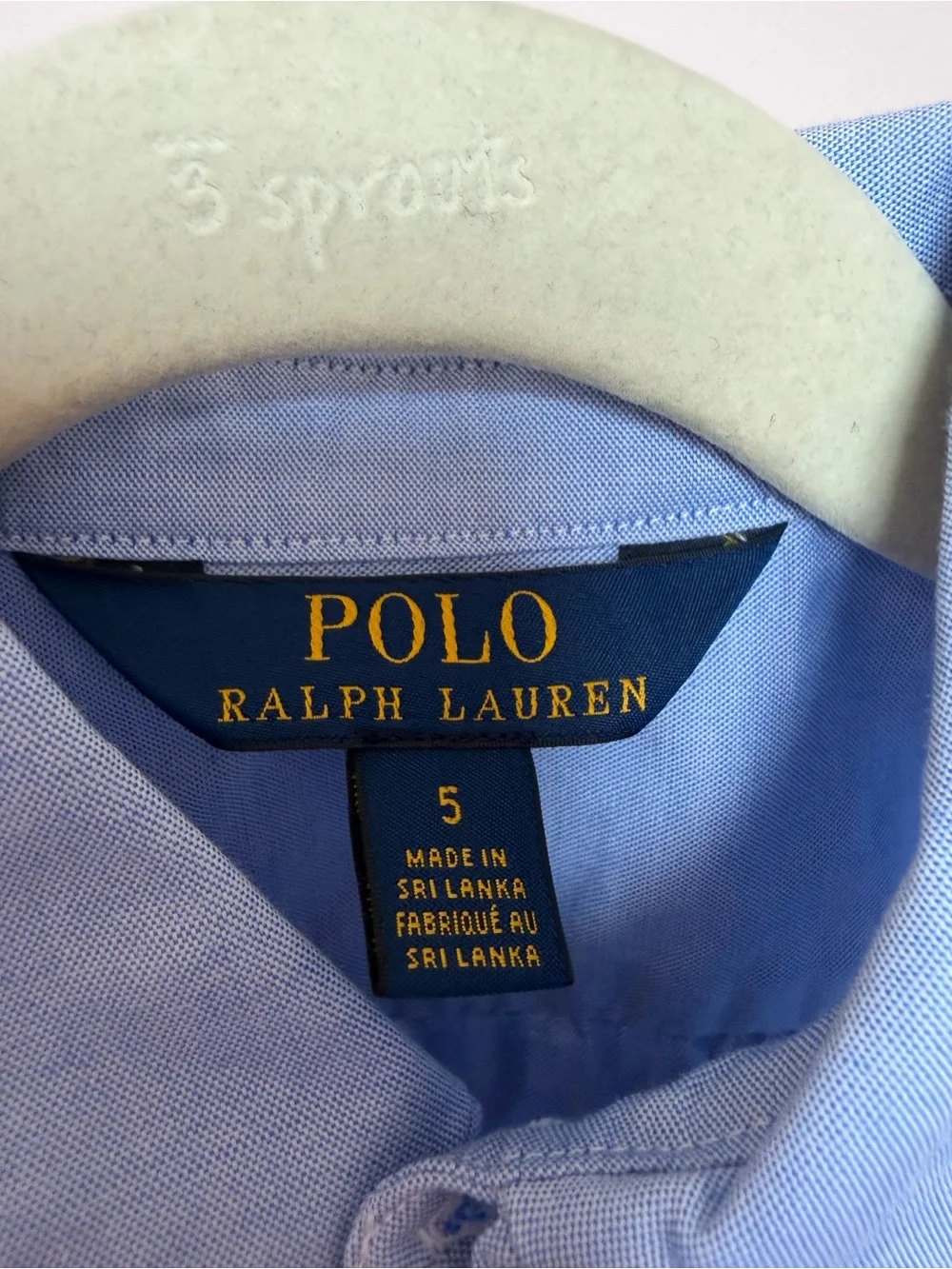 Polo by Ralph Lauren Girls' Light Blue Ruffle Collar Button-Down Shirt